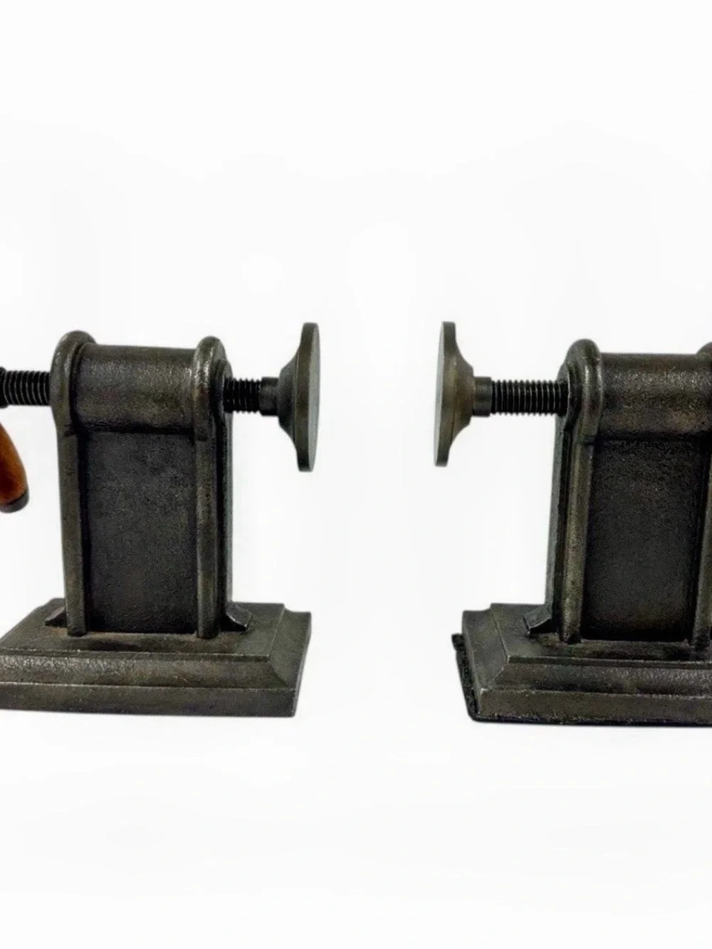 Restoration Hardware Cast Iron Vise Bookends Industrial Screw Clamp Pair RH